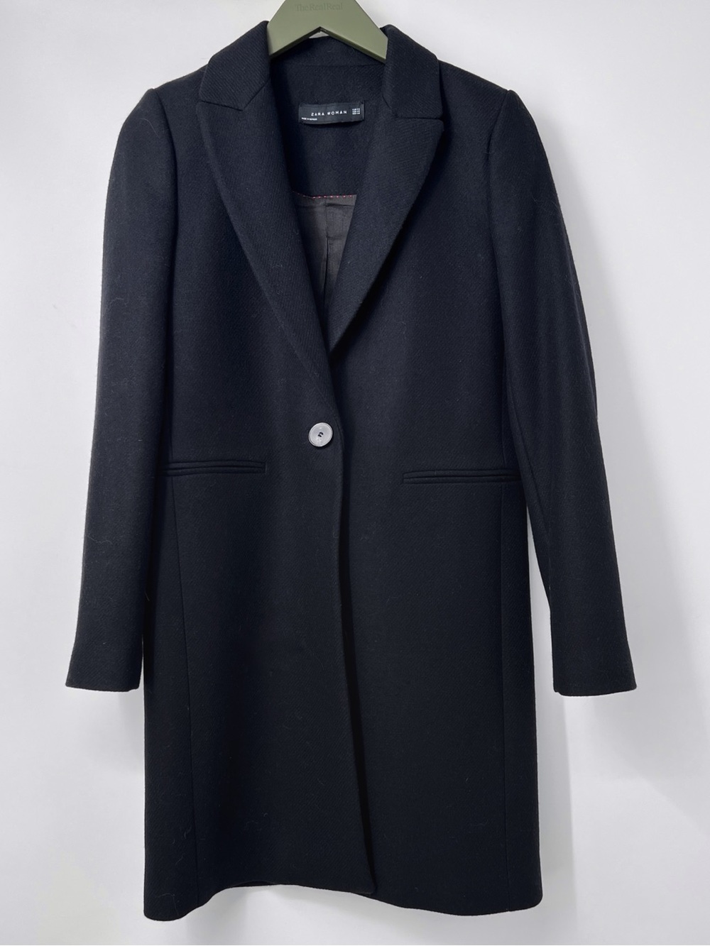 Zara Black Single-Button Trench Coat XS